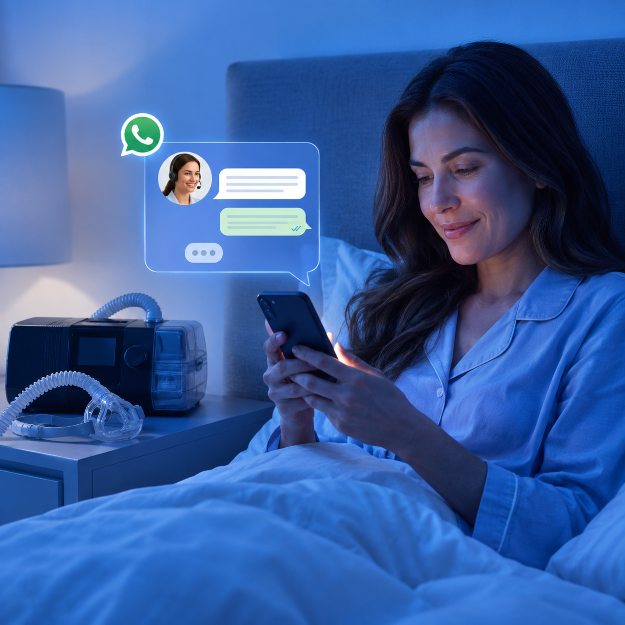 Central de suporte domiciliar da SleepCare — atendimento remoto especializado